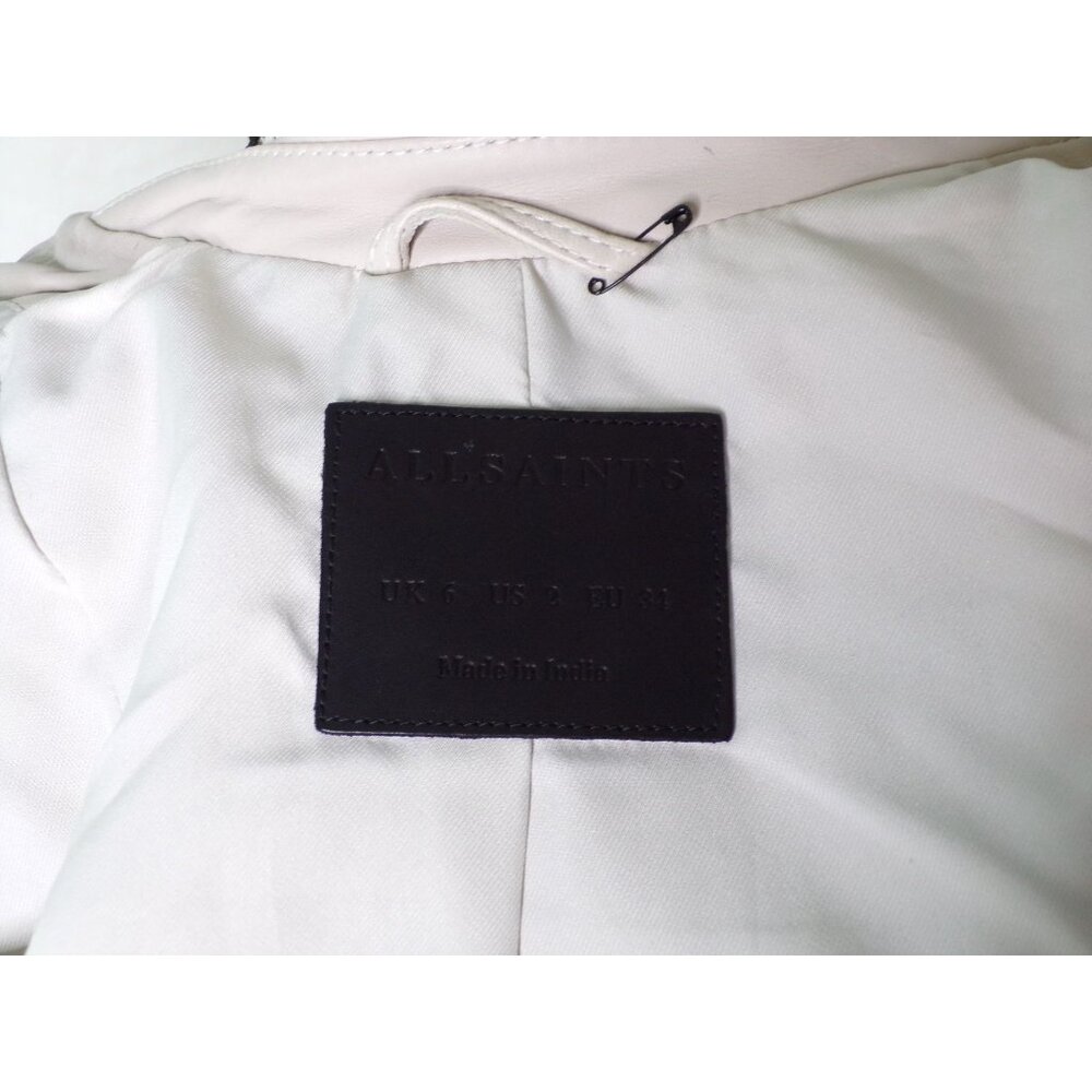 🆕 ALL SAINTS Balfern Soft Leather Zip Biker Jacket Light Gray 2 - Picture 15 of 15